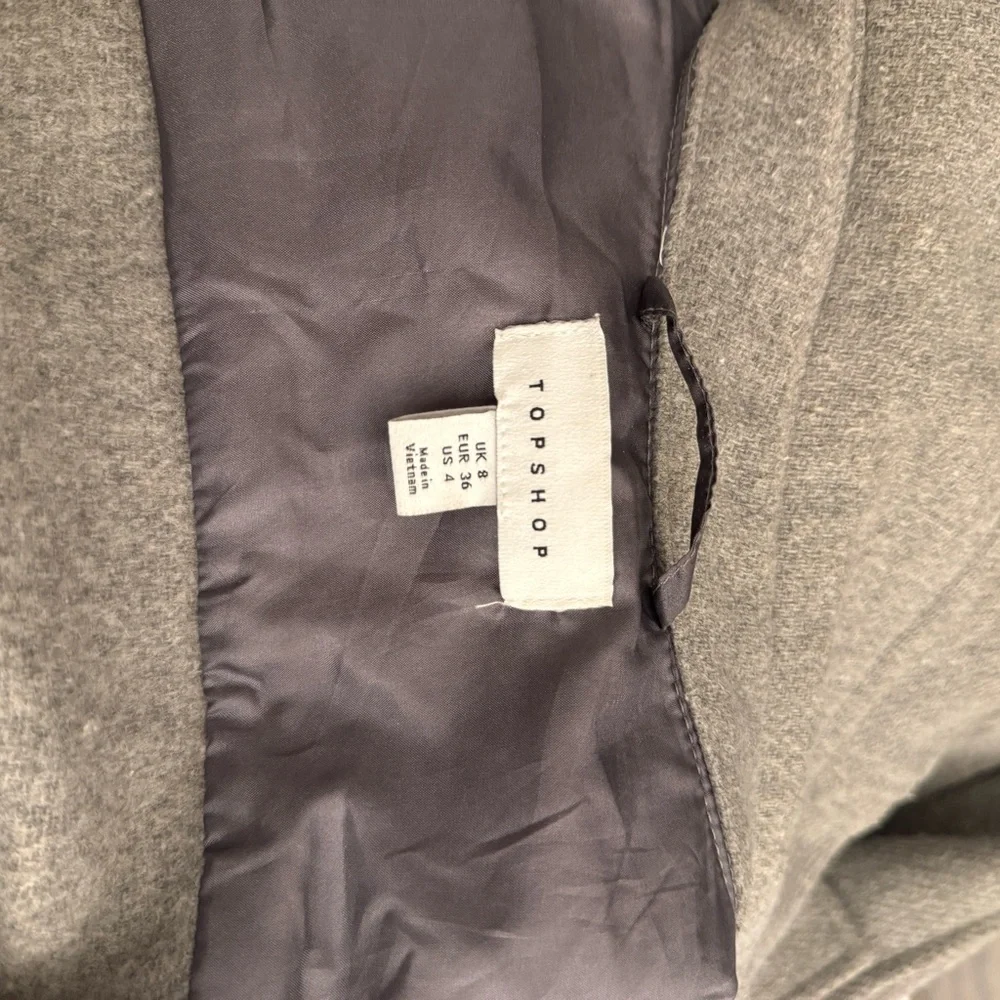 Topshop Gray longline belted utility coat size US 4 - Picture 6 of 9
